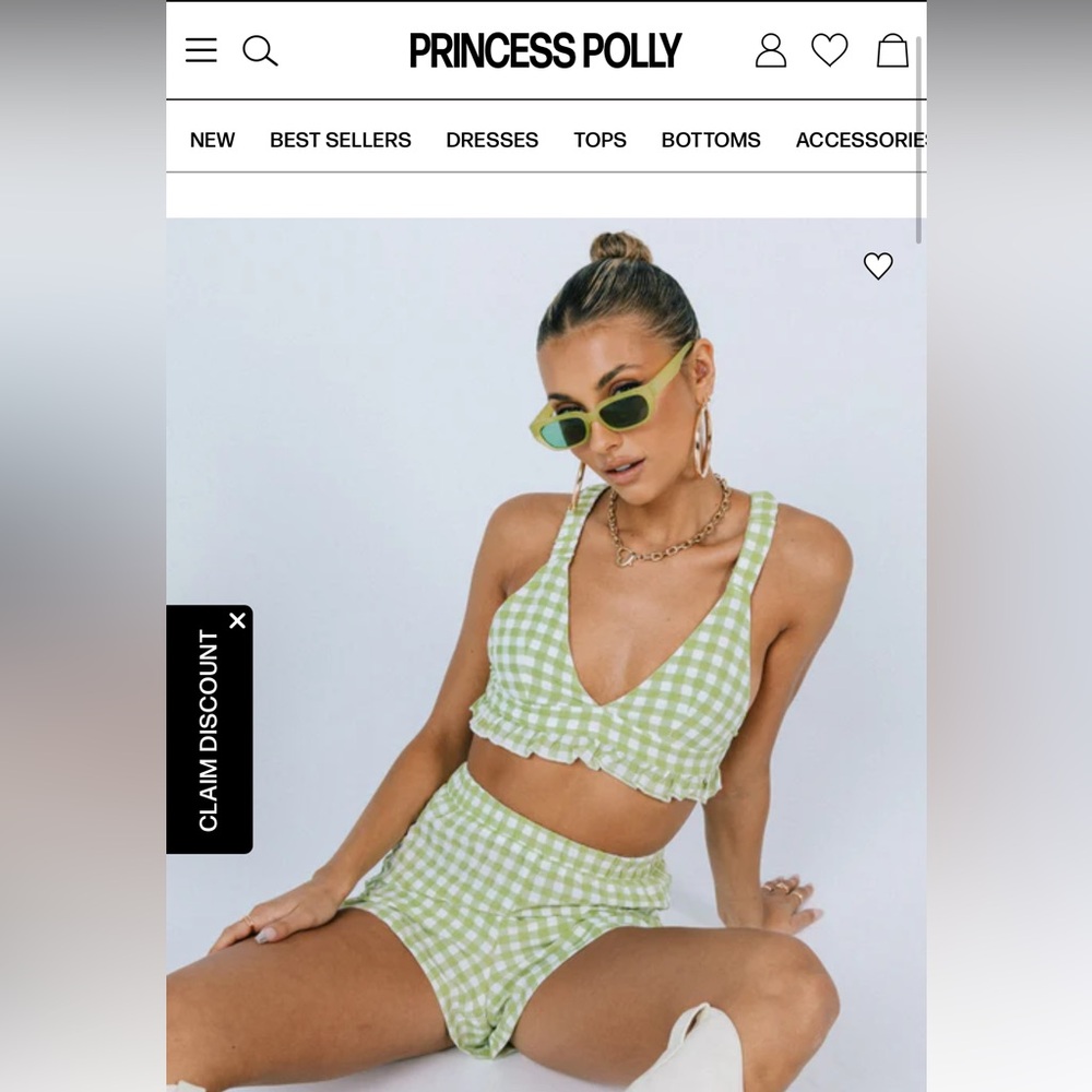 Princess Polly Light Green Checkered Set